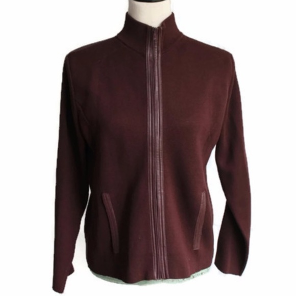 Sigrid Olsen Cardigan/Jacket Leather Trim-Sz SP - Picture 1 of 3